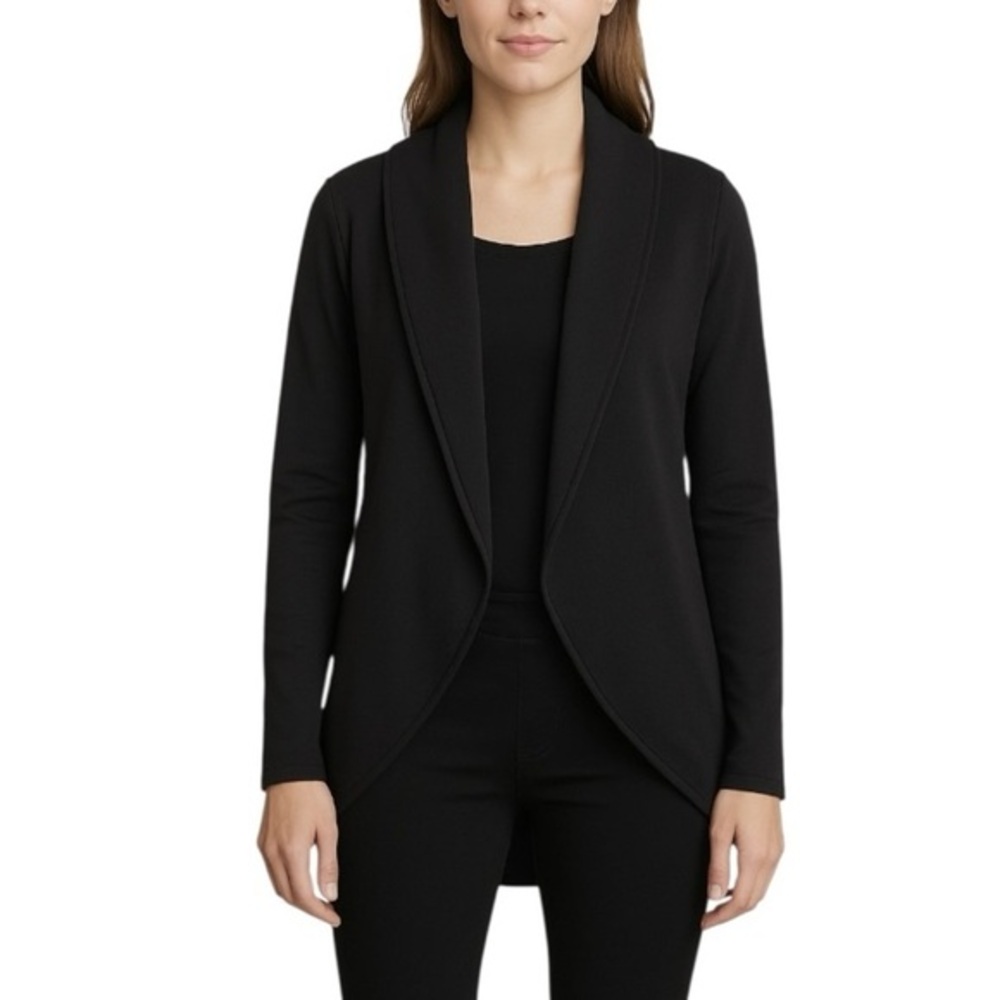 Standard James Perse Shawl Collar Open Front Cotton Jacket Black size 1/Small